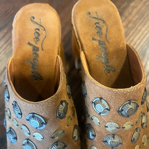 Free People Brown Studded Suede Clog Mules - Picture 10 of 14